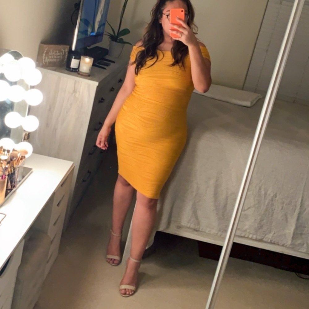 Cute midi mustard color dress